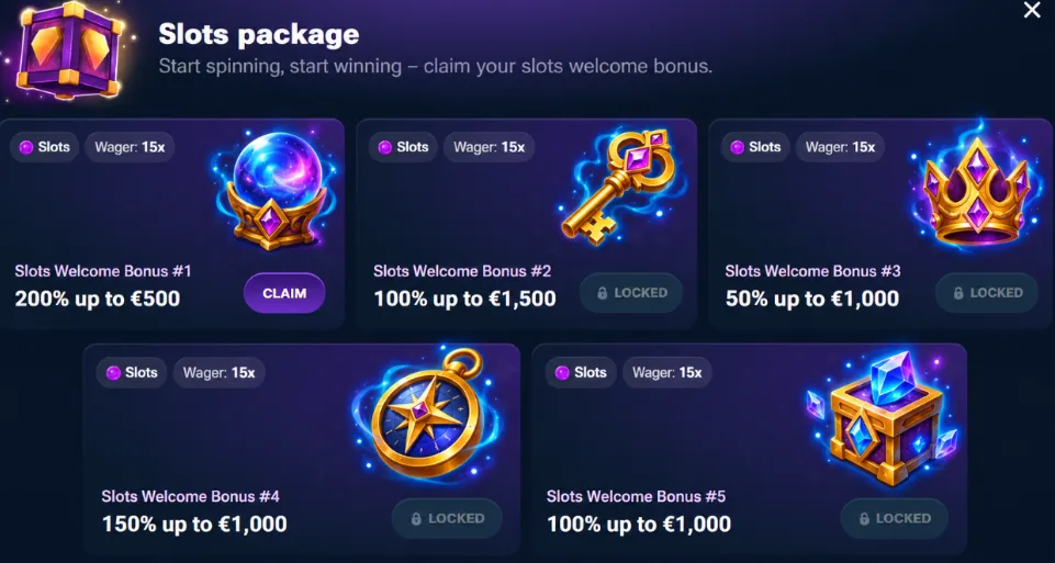 winica casino slots package
